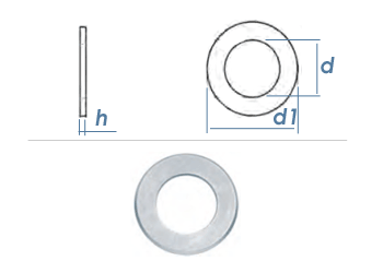 6,4mm Unterlegscheiben DIN433 / ISO7092  Stahl verzinkt  (100 Stk.)