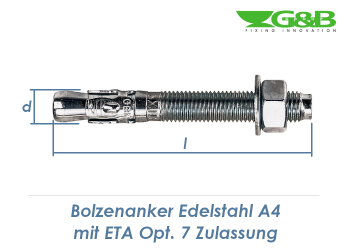 M12 x 100mm Bolzenanker Edelstahl A4 - ETA Opt. 7, 4,39 €