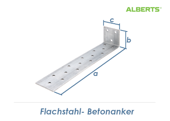 205 x 40 x 40mm Flachstahl-Betonanker verzinkt (1 Stk.)