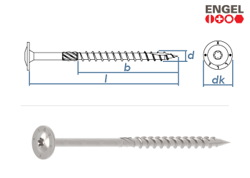 6 x 120mm Holzbauschrauben E-Jet TX mit Tellerkopf u. Reibschaft verzinkt (10 Stk.)