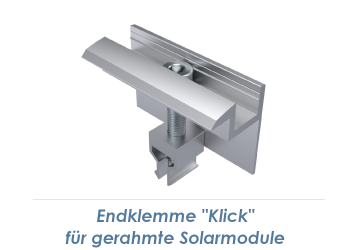 35mm Endklemme "Klick" Alu blank, vormontiert (1 Stk.) //AUSL//
