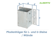 91mm Pfostenträger für L- und U-Steine / Mauern...