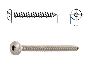 3 x 12mm Spanplattenschrauben Pan Head TX Edelstahl A2 (100 Stk.)