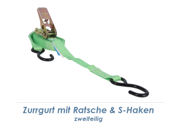 25 x 6000mm Ratschen-Zurrgurt 2-tlg mit S-Haken bis 500kg (1 Stk.)