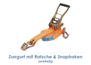 50 x 8000mm Ratschen-Zurrgurt 2-tlg. mit Snaphaken bis 4000kg (1 Stk.)
