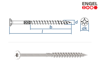 8 x 400mm Konstruktionsschrauben E-Jet X TX mit Senkkopf verzinkt (1 Stk.)