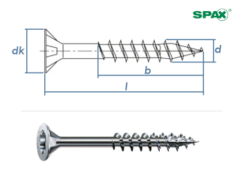 8 x 180mm SPAX Konstruktionsschrauben TX Senkkopf Stahl Wirox-silber (1 Stk.)