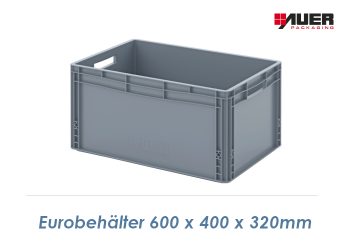 600 x 400 x 320mm Eurobehälter Grau offen (1 Stk.)