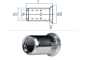 M8 x 10,9 x 19mm Blindnietmutter Senkkopf Stahl verzinkt (10 Stk.)