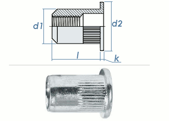 M5 x 6,9 x 12mm Blindnietmutter Flachkopf AlMg5 (10 Stk.)