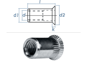 M6 x 8,9 x 14mm Blindnietmutter Mini-Senkkopf AlMg5 (10...