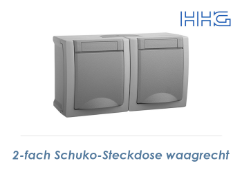 2-fach Schuko-Steckdose waagrecht HHG FR-AP grau (1 Stk.)