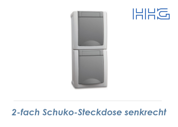 2-fach Schuko-Steckdose senkrecht HHG FR-AP grau (1 Stk.)