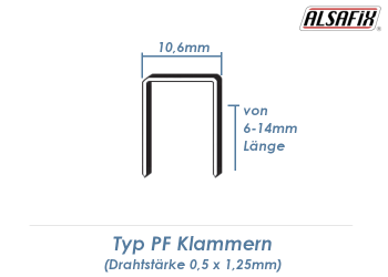 6mm Klammern Typ PF (1 Pkg. zu 5000 Stk.)