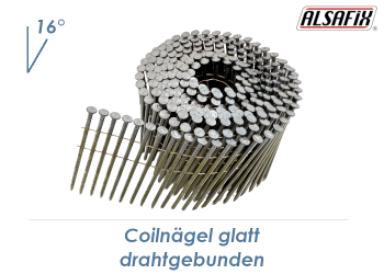 2,3 x 50mm Coilnägel glatt, 16° drahtgebunden, Stahl blank (1 Rolle zu 300 Stk.)