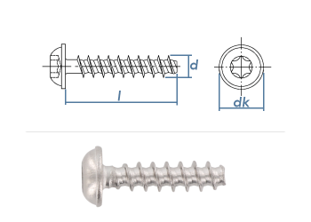 3 x 20mm Flachrundkopfschraube TX für Thermoplaste Edelstahl A2 (10 Stk.)