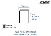 12mm Klammern Typ PF (1 Pkg. zu 1440 Stk.)