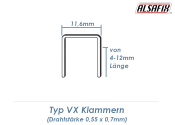 6mm Klammern Typ VX (1 Pkg. zu 6000 Stk.)