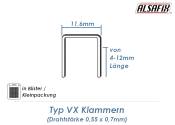 6mm Klammern Typ VX (1 Pkg. zu 1000 Stk.)