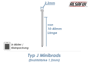 19mm Minibrads Typ J (1 Pkg. zu 1200 Stk.)