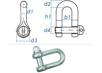 M10 Schäkel mit Kragenbolzen DIN 82101-A verzinkt (1 Stk.)
