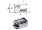 M8 x 10,9 x 15,5mm Blindnietmutter Mini-Senkkopf AlMg5...