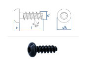 2,5 x 8mm Flachrundkopfschraube TX Stahl schwarz verzinkt...
