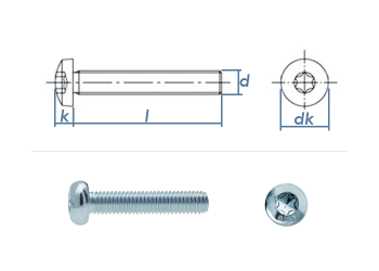 M3 x 6mm Linsenkopfschrauben TX ISO14583 Stahl verzinkt FKL8.8 (100 Stk.)