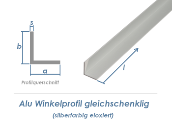20 x 20 x 1,5mm / 1000mm Alu Winkelprofil silberfarbig eloxiert  (1 Stk.)