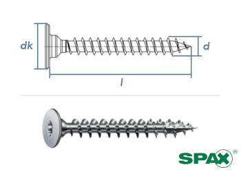 3,5 x 25mm SPAX Rückwandschraube T-STAR plus Stahl Wirox-silber (10 Stk.)