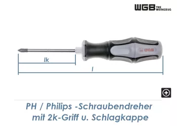 PH2 x 38mm WGB Philips Schraubendreher mit 2K Griff (1 Stk.)
