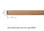 6 x 1000mm  Rundstange Buche geriffelt (1 Stk.)