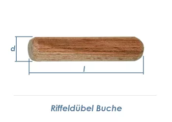 10 x 60mm Riffeldübel Buche (100g = ca. 32 Stk)