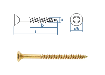 3,5 x 40mm Spanplattenschrauben TG TX Stahl gelb verzinkt (100 Stk.)