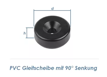 40mm / M8 Gleitscheibe PVC schwarz  (1 Stk.)