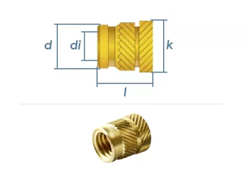 M3 x 5,7mm Schmelzeinsatz Sonic-Lok SL Messing (1 Stk.)