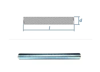 M12 x 250mm Gewindebolzen DIN976 Stahl verzinkt FKL 4.8 (1 Stk.)