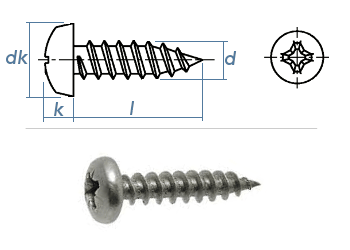 6,3 x 16mm Blechschrauben m. Linsenkopf verzinkt DIN7981-C-H (10 Stk.)