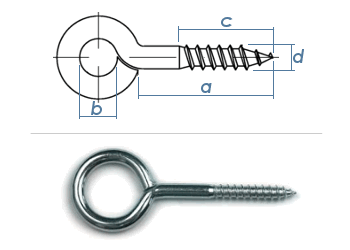 2,8 x 16mm Ringschrauben verzinkt mit Holzgewinde (10 Stk.)