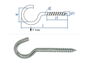 100mm Schraubhaken gebogen verzinkt mit Holzgewinde -...