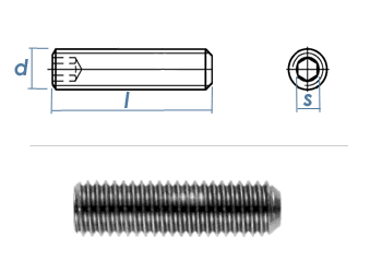 M6 x 8mm Gewindestift Kegelkuppe DIN913 Edelstahl A2 (100 Stk.)