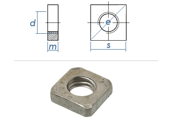 M4 Vierkantmuttern niedrig DIN562 Edelstahl A2 (10 Stk.)