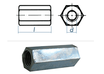 M6 x 50mm Gewindemuffe Sechskant SW10 Stahl verzinkt  (10 Stk.) //AUSL//