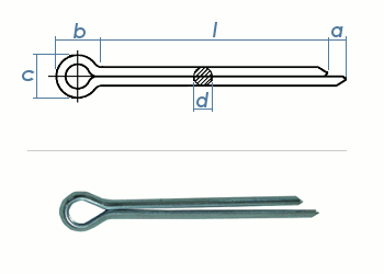 5 Stück Splinte Edelstahl  Ø 6,3 mm und Längen von 32 mm bis 80 mm  DIN94 VA 