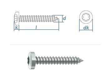 4,2 x 13mm Blechschrauben Linsenkopf TX verzinkt  DIN7981-C  (100 Stk.)