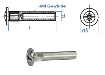 M4 x 35mm Verbindungshülsen mit Flanschkopf  (10 Stk.)