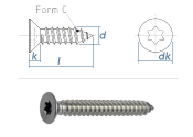 3,5 x 9,5mm Blechschrauben Senkkopf TX verzinkt...