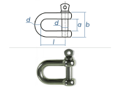 M12 Schäkel mit Kragenbolzen Edelstahl A4 (1 Stk.)