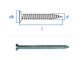 7,5 x 302mm Rahmenschrauben mit Senkkopf Torx Stahl verzinkt (1 Stk.)