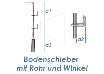 400 x 65 x 150mm Bodenschieber mit Rohr & Winkel verzinkt (1 Stk.)